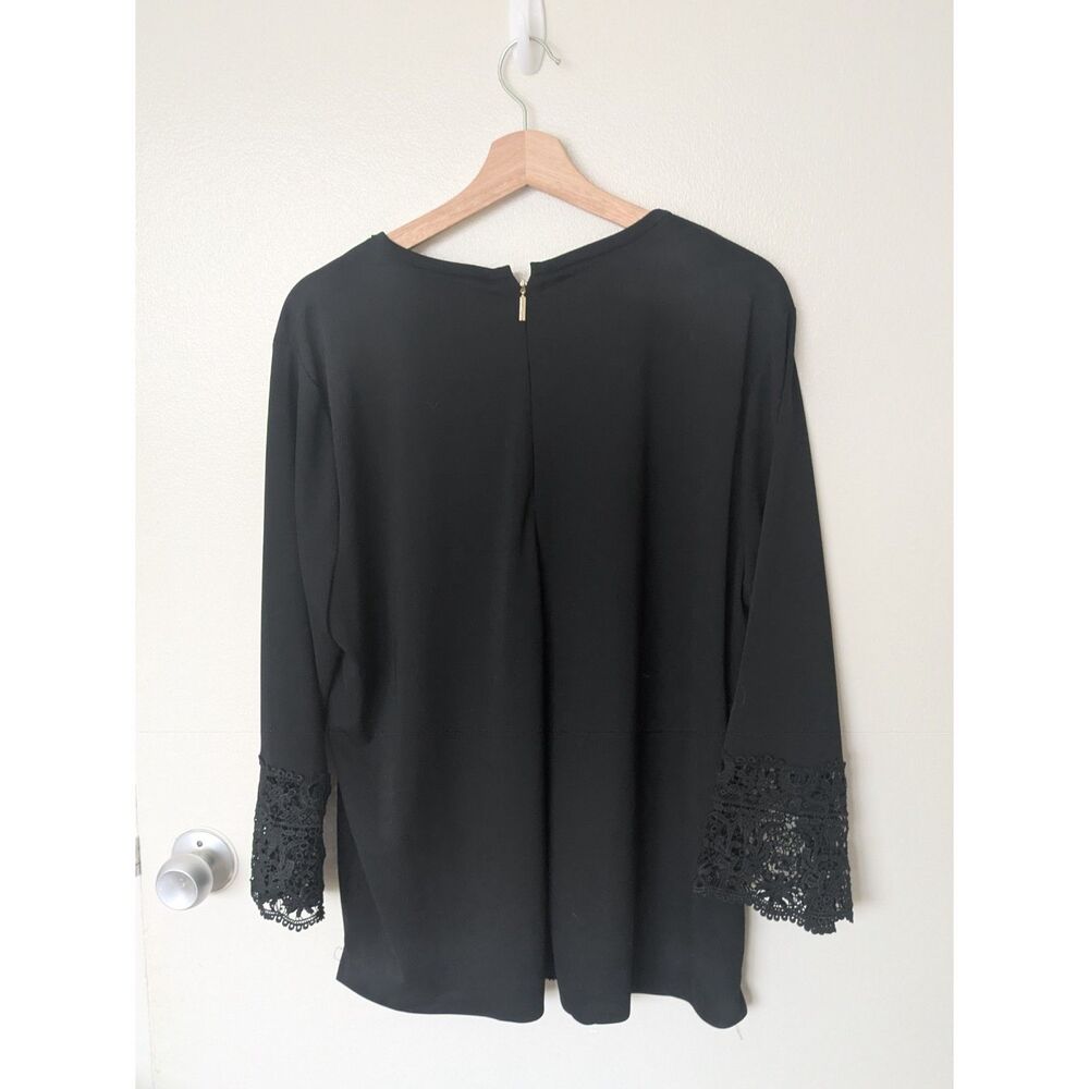 NWT Karl Lagerfeld Black Lace 3/4 Bell Sleeve Top Sz XL - Picture 2 of 8